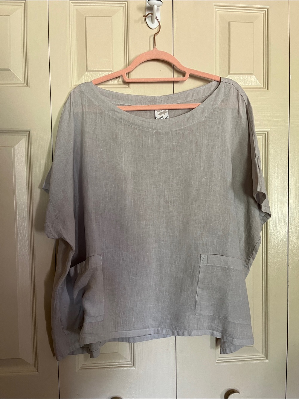 Relaxed Boxy Linen Tunic - Light Gray